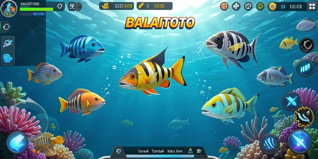 Tampilan gameplay menarik dalam game Tembak Ikan BALAITOTO.