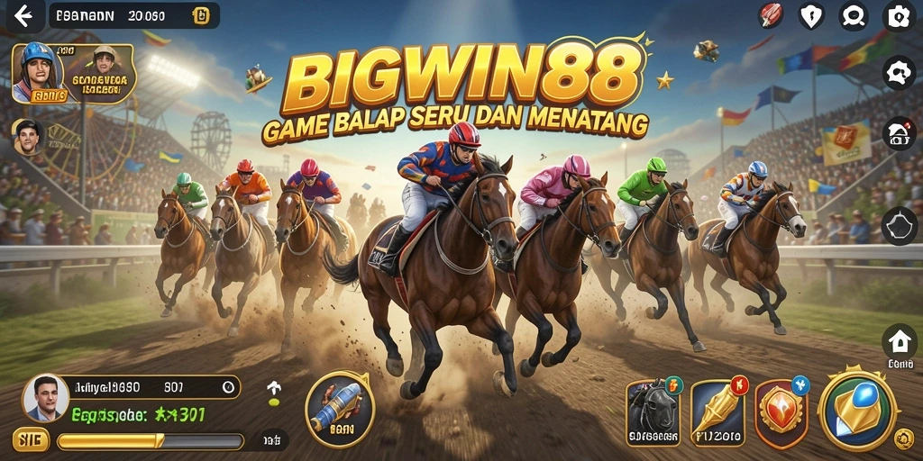 Tangkapan layar gameplay <strong>BIGWIN88</strong> yang menunjukkan balapan seru di trek yang menantang.