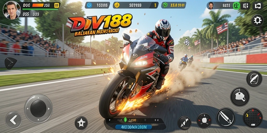 Tampilan gameplay dari <strong>DV188</strong> yang penuh aksi balapan motor.