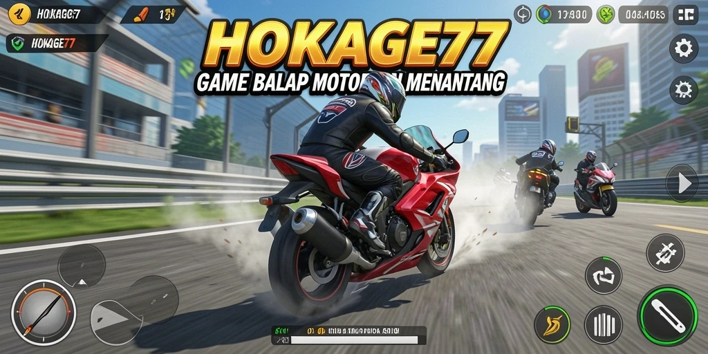 Gameplay HOKAGE77 yang menegangkan dengan balapan motor yang cepat.