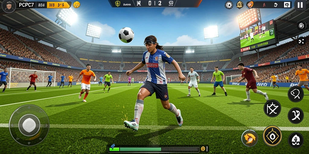 Screenshot gameplay PCPC7 yang menampilkan aksi seru olahraga.